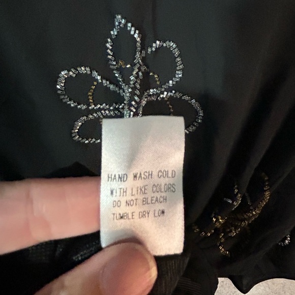 Beaded Bat Wing  Blouse V-Neck Elastic Waist Peplum Art Deco M - Picture 7 of 7